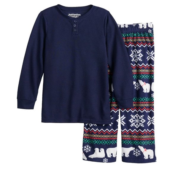 Christmas Pajamas for Boys  2 pc set  Size 4  "Jolly Polar Bears"  Lg sleeve - Picture 1 of 6